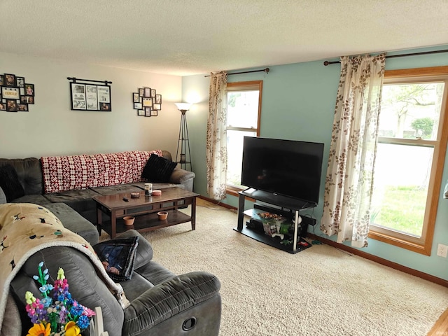 4004 Darwood Dr, Fort Wayne, IN 46815 - carpeted living area featuring a textured ceiling, healthy amount of natural light, and baseboards
