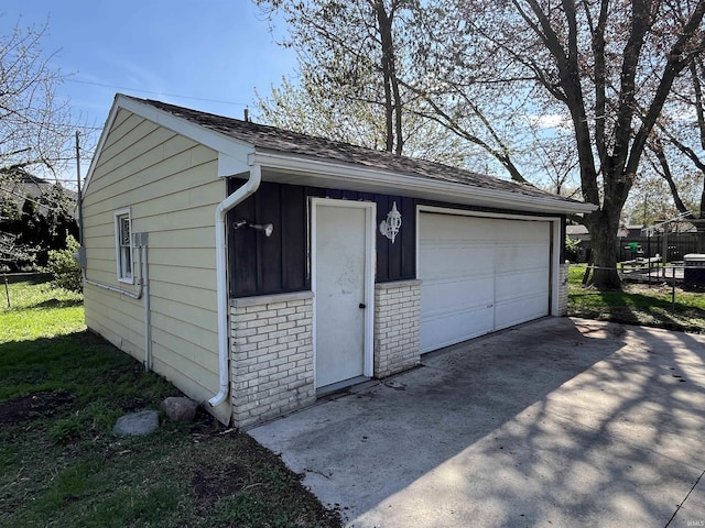 detached garage with fence