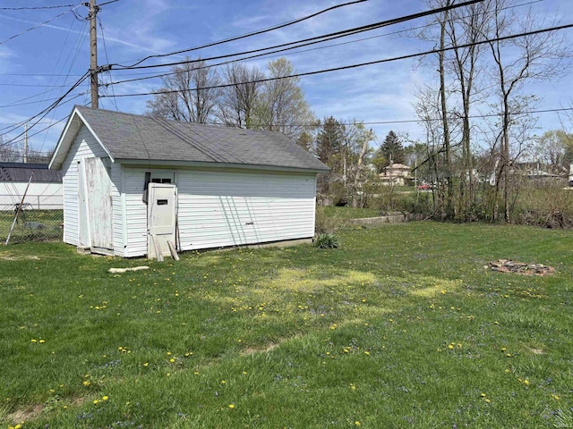garage with a storage shed