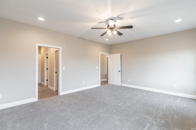 1033 Triple Crown Dr, Evansville, IN 47725 - carpeted empty room with recessed lighting, a ceiling fan, and baseboards