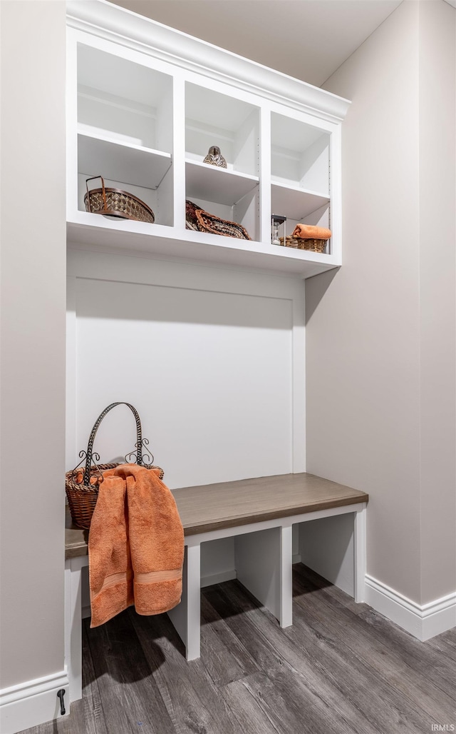1033 Triple Crown Dr, Evansville, IN 47725 - mudroom with baseboards and wood finished floors