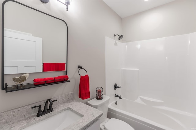 1033 Triple Crown Dr, Evansville, IN 47725 - full bathroom with vanity, toilet, and tub / shower combination