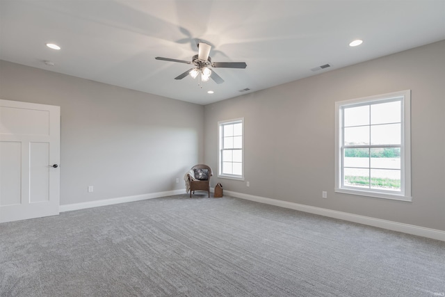 1033 Triple Crown Dr, Evansville, IN 47725 - carpeted spare room featuring recessed lighting, ceiling fan, visible vents, and baseboards