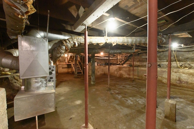 view of unfinished basement