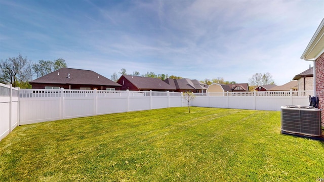 3512 Forestdale Dr, Newburgh, IN 47630 - view of yard with a fenced backyard, a residential view, and central AC unit