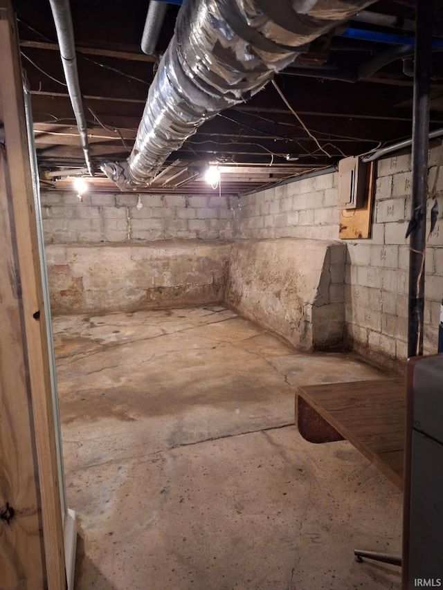 view of unfinished below grade area