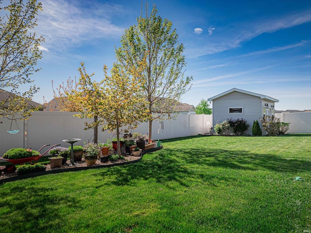 view of yard featuring a fenced backyard