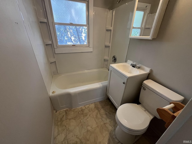 4323 Spatz Ave, Fort Wayne, IN 46806 - bathroom featuring marble finish floor, toilet, vanity, and shower / bath combination