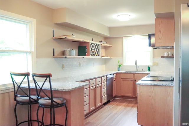 4405 Parkwood Dr, Kokomo, IN 46901 - kitchen with stainless steel dishwasher, open shelves, healthy amount of natural light, and a sink