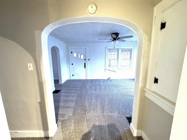 2747 Washington Ave, Bedford, IN 47421 - corridor with baseboards, arched walkways, and carpet