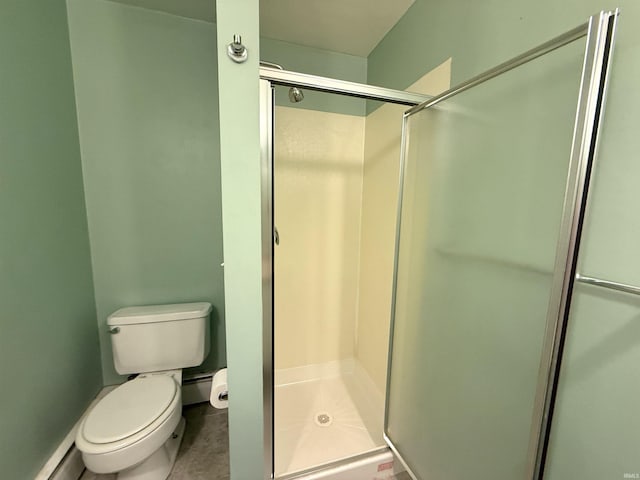 5126 Martinique Rd, Fort Wayne, IN 46815 - bathroom with toilet, a stall shower, and a baseboard radiator