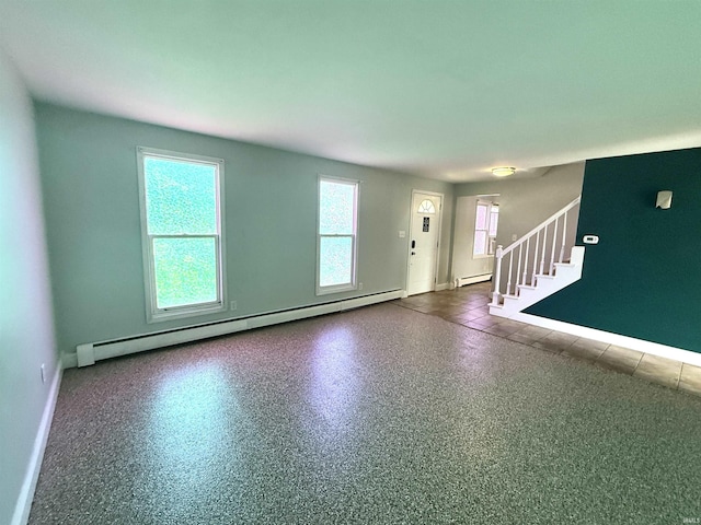 5126 Martinique Rd, Fort Wayne, IN 46815 - foyer with baseboards, a baseboard heating unit, and stairs