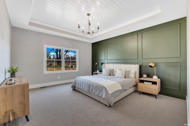 1152 Cascata Trl, Huntertown, IN 46748 - bedroom with visible vents, a notable chandelier, carpet, and a tray ceiling