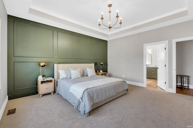 1152 Cascata Trl, Huntertown, IN 46748 - bedroom featuring an inviting chandelier, a raised ceiling, visible vents, and baseboards