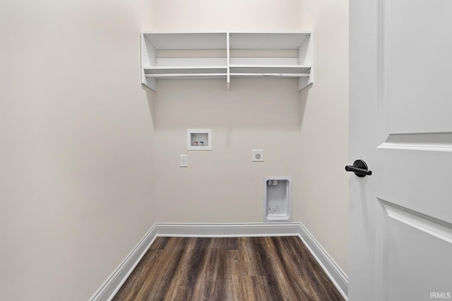 138 Parkerwood Ln, West Lafayette, IN 47906 - laundry room featuring hookup for a washing machine, electric dryer hookup, wood finished floors, and baseboards