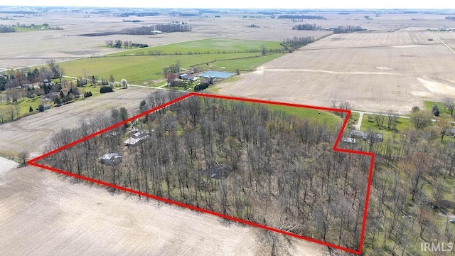 aerial view featuring a rural view