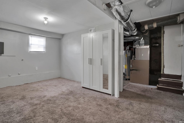 314 S Welworth Ave, Evansville, IN 47714 - below grade area with gas water heater and carpet flooring