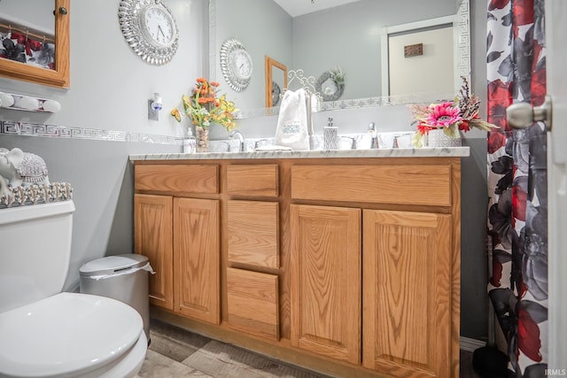 full bathroom with toilet and vanity