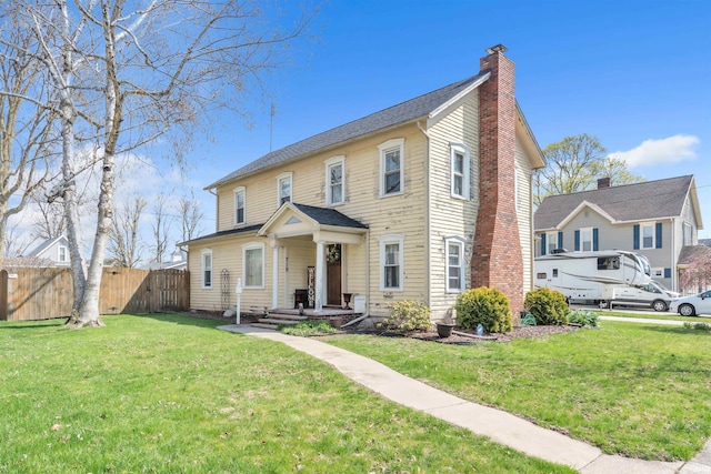 719 E Mitchell St, Kendallville, IN 46755 - view of front of property with fence, a chimney, and a front yard