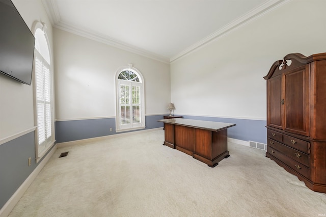 1711 Old Plank Rd, Newburgh, IN 47630 - unfurnished office featuring ornamental molding, light colored carpet, and baseboards