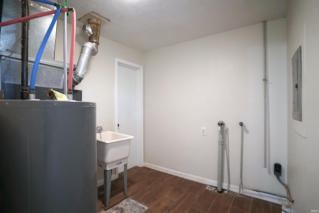 utility room with water heater and electric panel