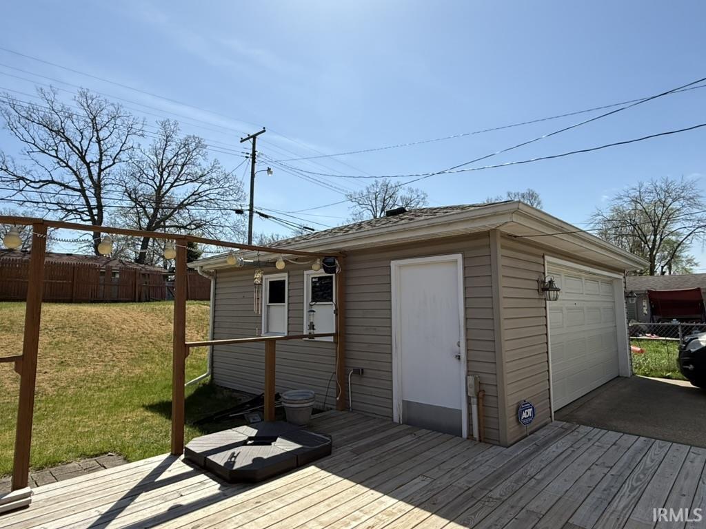 view of outbuilding with an outdoor structure and fence