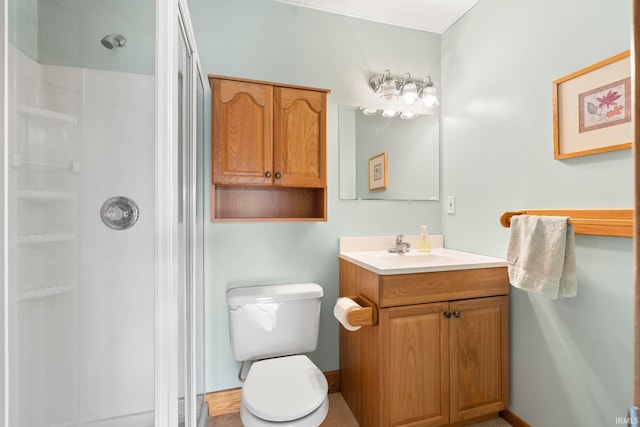 1808 County Road 18th Rd, Waterloo, IN 46793 - bathroom with toilet, walk in shower, and vanity