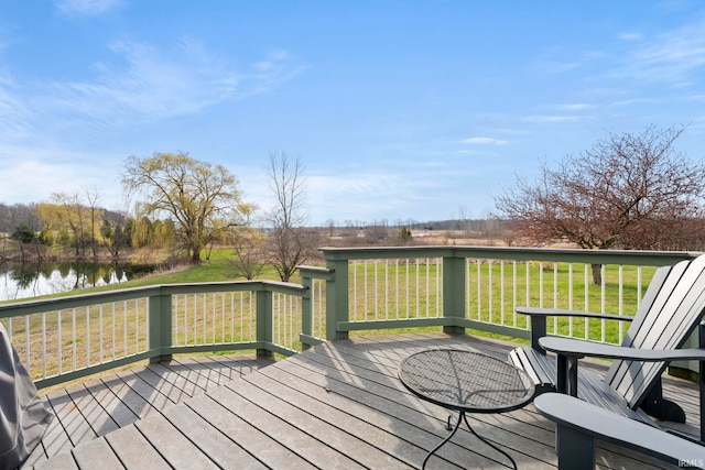 1808 County Road 18th Rd, Waterloo, IN 46793 - wooden deck featuring a yard and a water view