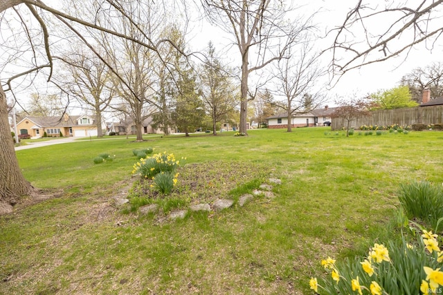 view of yard featuring fence