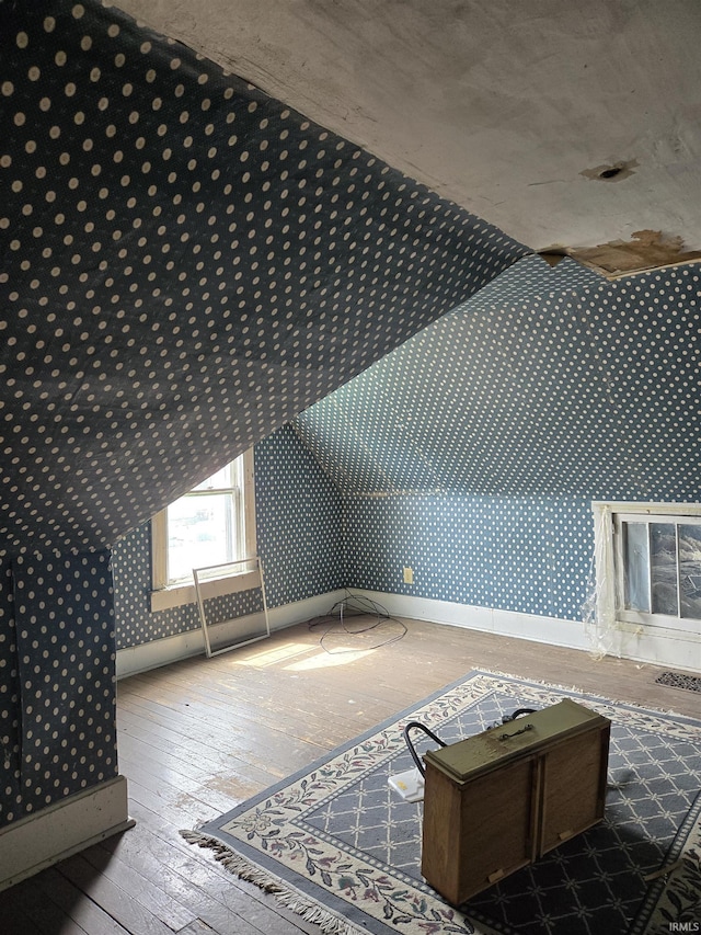 1225 Main St, Vincennes, IN 47591 - bonus room featuring wood-type flooring, lofted ceiling, and wallpapered walls