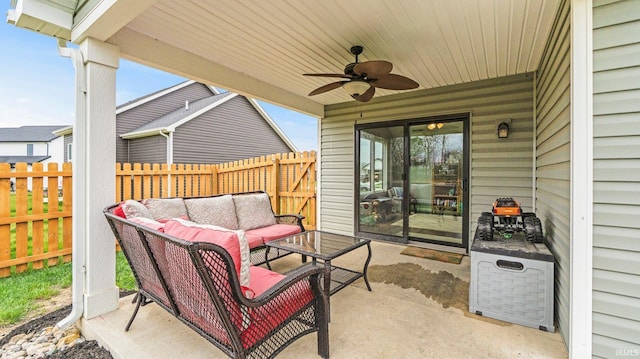 1905 Waynedale Dr, Garrett, IN 46738 - view of patio with fence, a ceiling fan, and an outdoor living space