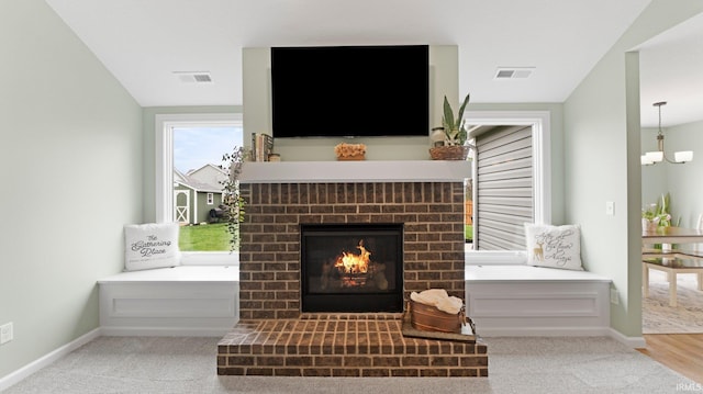 1905 Waynedale Dr, Garrett, IN 46738 - sitting room with visible vents, baseboards, and a brick fireplace
