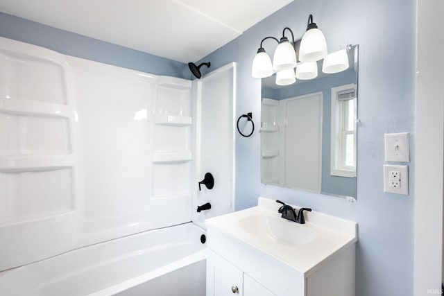 full bathroom featuring shower / washtub combination and vanity