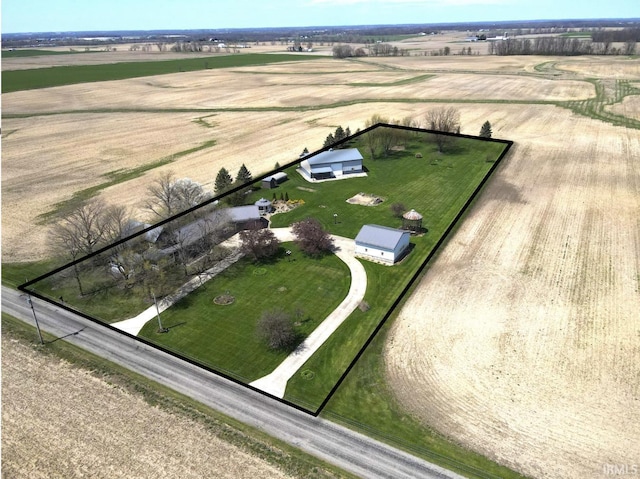 drone / aerial view with a rural view