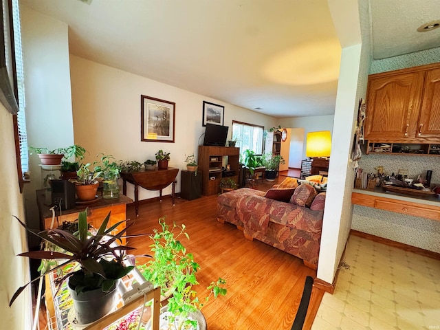 living room featuring light wood-type flooring