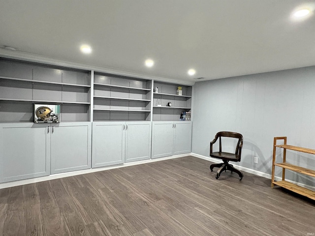 2306 Carmel Dr, West Lafayette, IN 47906 - interior space with recessed lighting, dark wood-style flooring, and baseboards