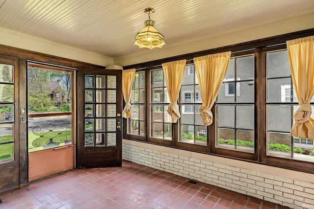 view of unfurnished sunroom