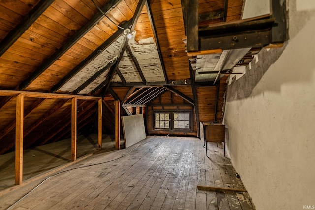 view of unfinished attic