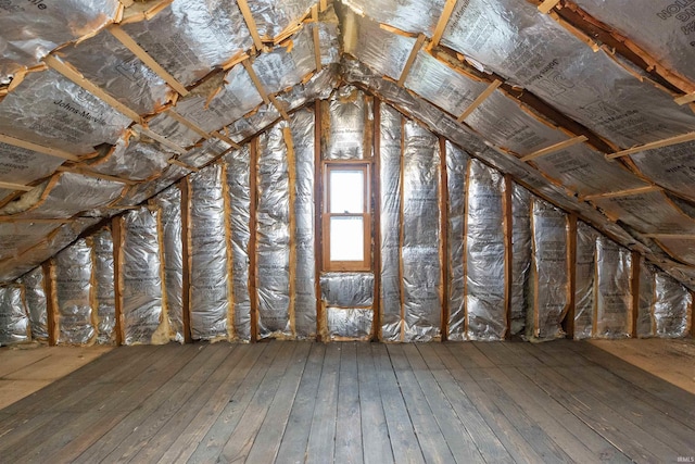 view of unfinished attic
