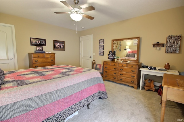 bedroom with carpet flooring and ceiling fan