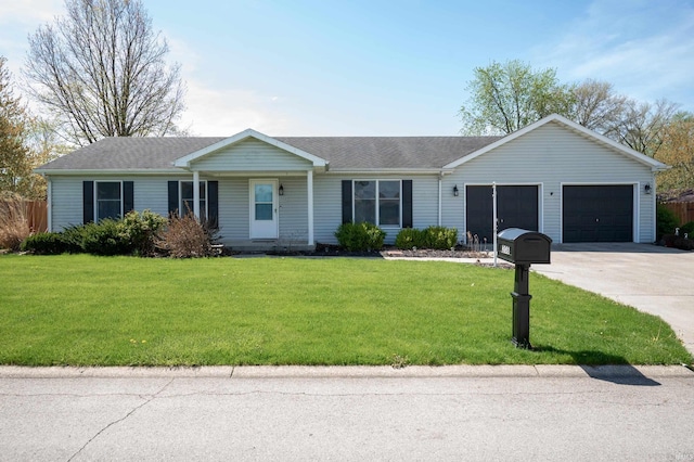 208 E Hickory Grove Rd, Hartford City, IN 47348 - single story home with an attached garage, driveway, a shingled roof, and a front lawn
