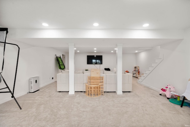 13440 N Summerhill Dr, Albany, IN 47320 - recreation room featuring carpet floors, recessed lighting, and baseboards