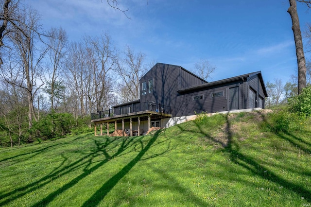 13440 N Summerhill Dr, Albany, IN 47320 - rear view of house with a yard and a deck