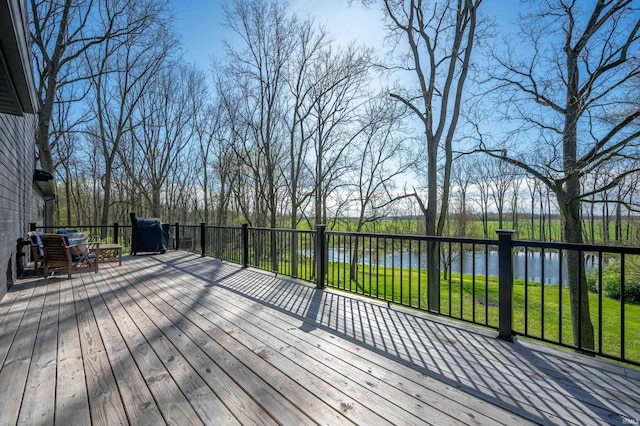 13440 N Summerhill Dr, Albany, IN 47320 - wooden deck featuring a water view
