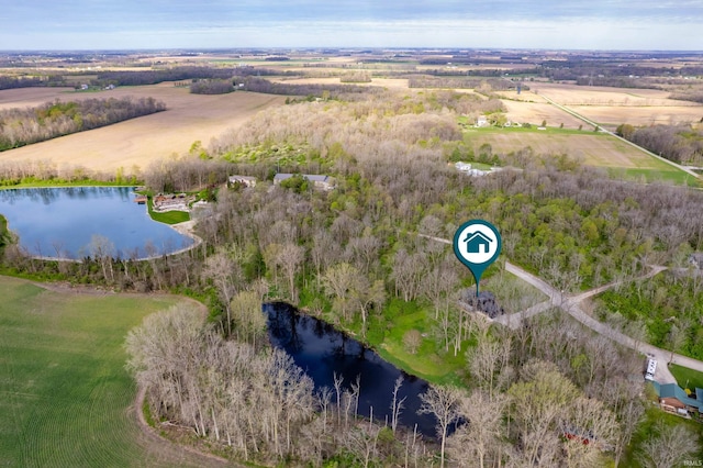13440 N Summerhill Dr, Albany, IN 47320 - birds eye view of property with a water view and a rural view