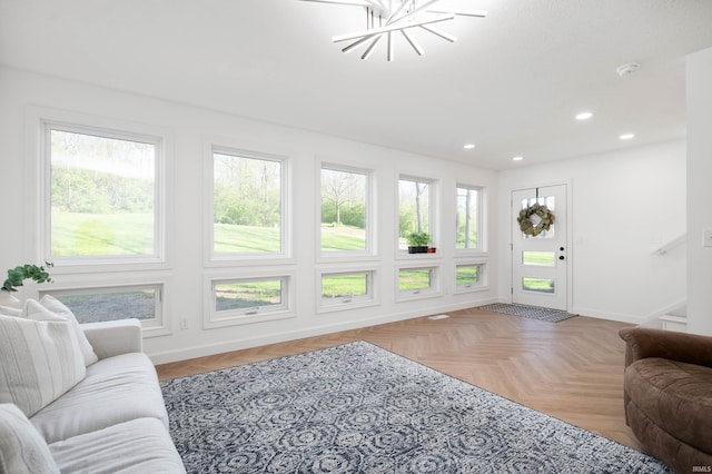 13440 N Summerhill Dr, Albany, IN 47320 - living room featuring recessed lighting, baseboards, and plenty of natural light