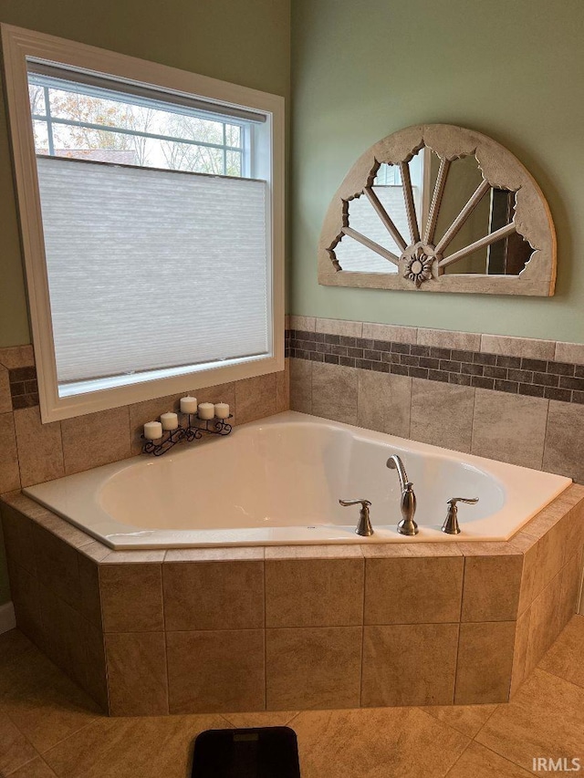 bathroom featuring a garden tub