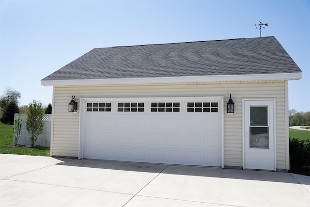 view of detached garage
