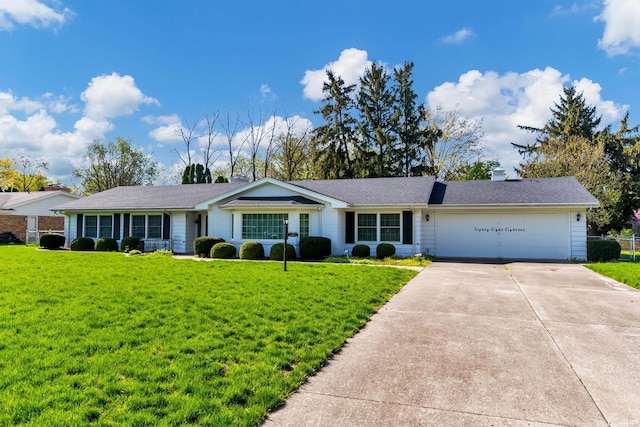 8818 Fortuna Way, Fort Wayne, IN 46815 - single story home with an attached garage, a chimney, driveway, and a front lawn