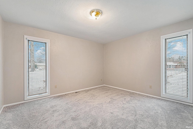 empty room featuring plenty of natural light, baseboards, and carpet floors